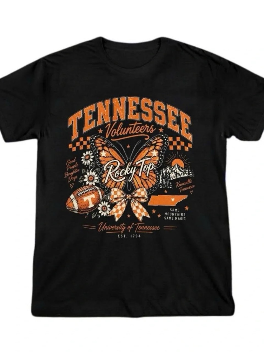 Black Tennessee Volunteers Rocky Top Graphic Tee - Orange & White